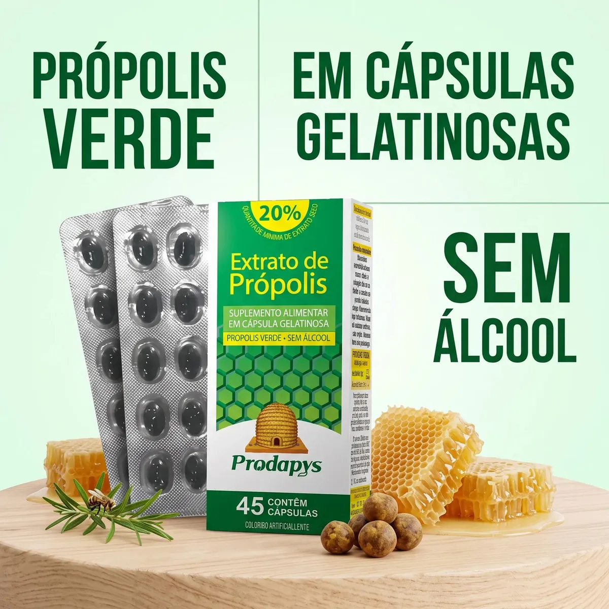 EXTRATO DE PRÓPOLIS VERDE 20% 45 CÁPSULAS